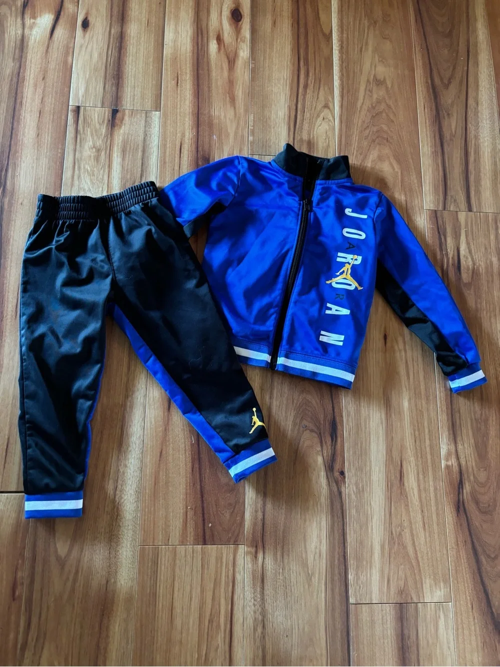 0-1 Jordan Royal Blue and Black Kids Track Set with Yellow Jump-man
